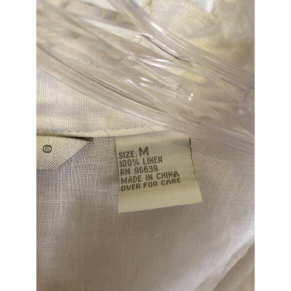 Tweeds White Ruffle detail linen tunic style Pull over blouse size Medium - Picture 6 of 6